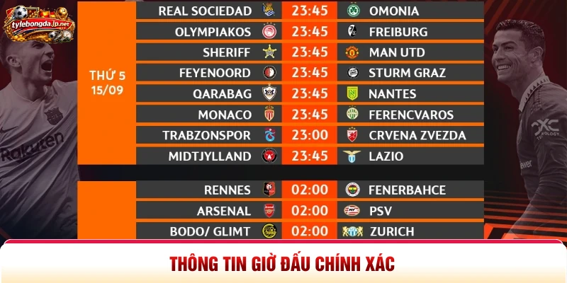 Thông tin giờ đấu chính xác